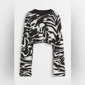 H&M Cropped Zebra Sweater Size XS